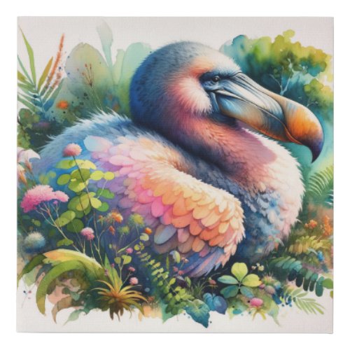 Dodo in the Tropics _ Watercolor Faux Canvas Print
