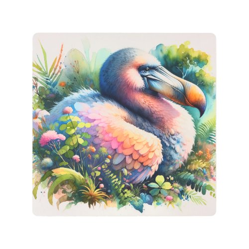 Dodo in the Tropics _ Watercolor Metal Print