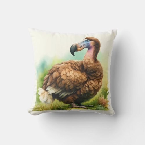 Dodo in the Wild REF57 _ Watercolor Throw Pillow