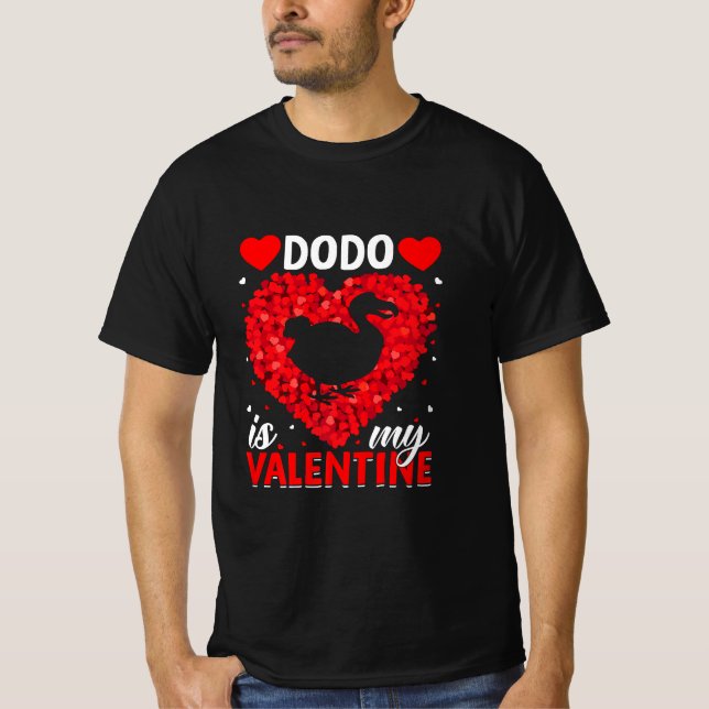 Dodo Is My Valentine Love Hearts Dodo Bird  T-Shirt (Front)