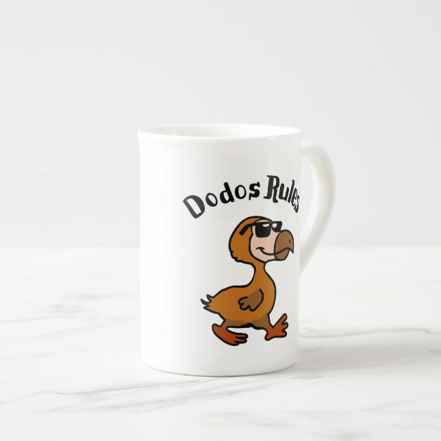 Dodo rules | choose background color bone china mug (Front Right)
