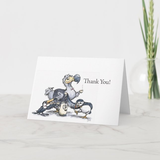 (Dodo, Toucan, and Puffin) Thank you! Letterpress Thank You Card (Front)