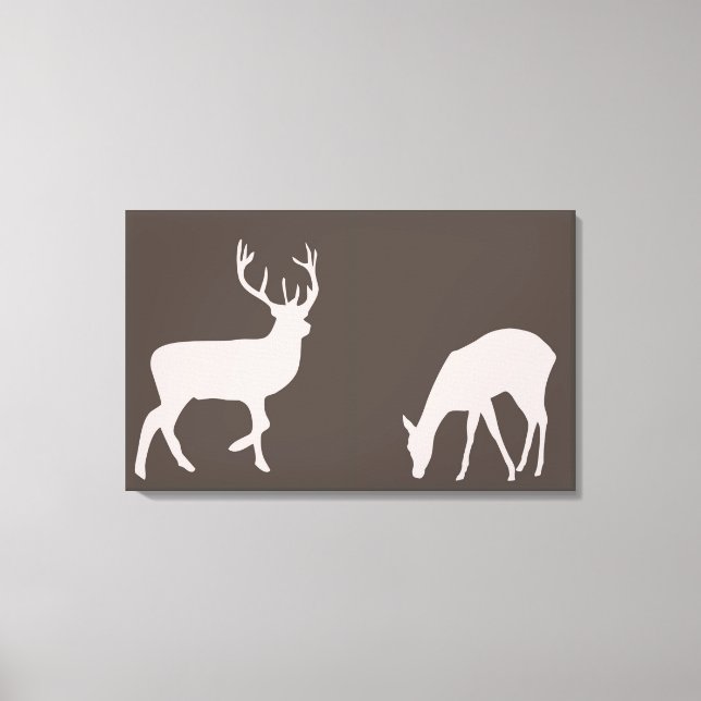 Doe and Buck Deer Couple Woodland Forest Canvas (Front)