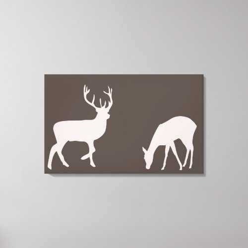 Doe and Buck Deer Couple Woodland Forest Canvas