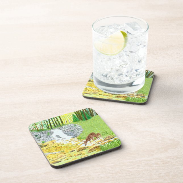 Doe and Fawn Beverage Coaster (Right Side)