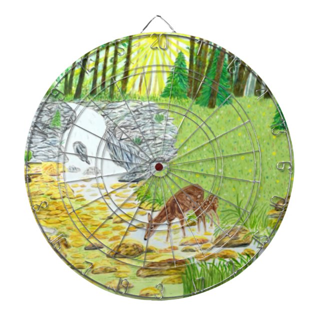 Doe and Fawn Dart Board (Front)