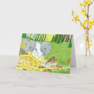 Doe and Fawn Folded Greeting Card