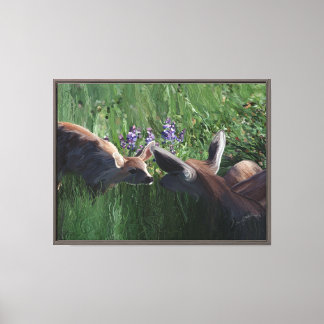Doe and fawn framed print