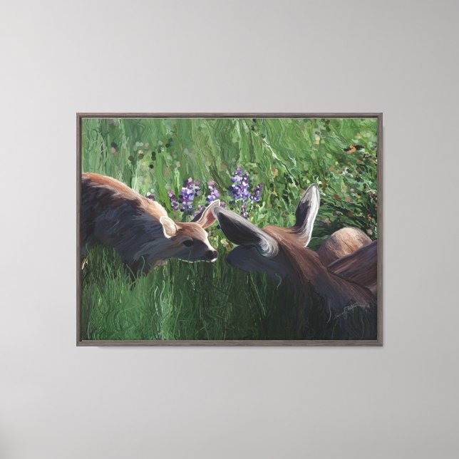 Doe and fawn framed print (Front)
