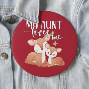 Doe and Fawn My Aunt Loves Me Button