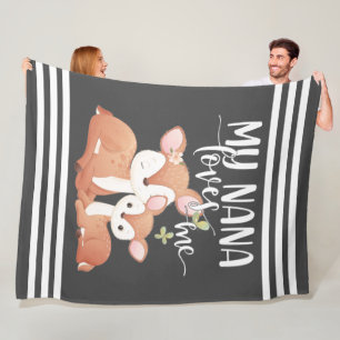 Doe and Fawn My Nana Loves Me Fleece Blanket
