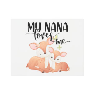 Doe and Fawn My Nana Loves Me Metal Print