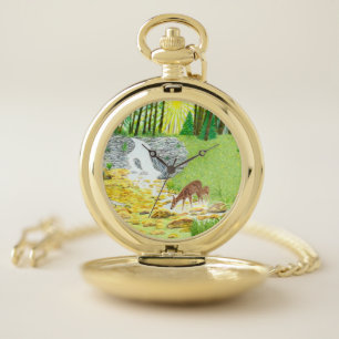 Doe and Fawn Pocket Watch