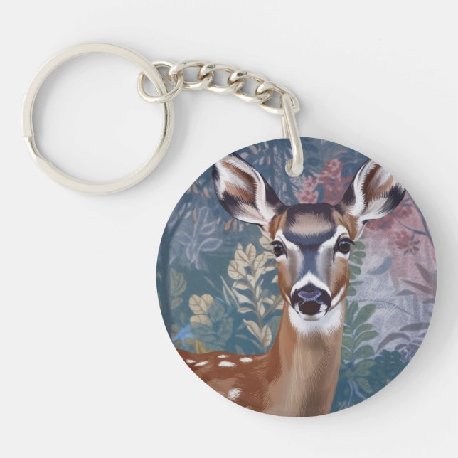 Doe Deer Circle Acrylic Keychain (Front)