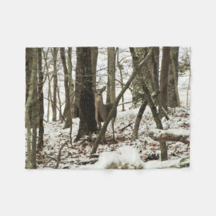 Doe Deer in the Snow Fleece Blanket