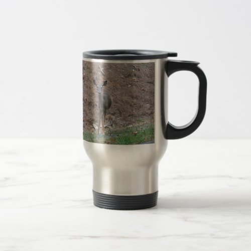 Doe Deer on the Pine straw Travel Mug