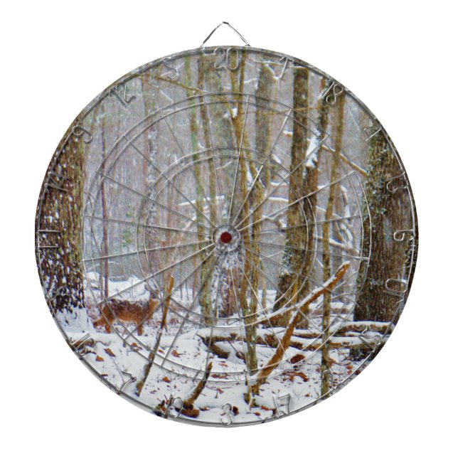 Doe in the snow, Deer in Lake Arrowhead Dartboard (Front)