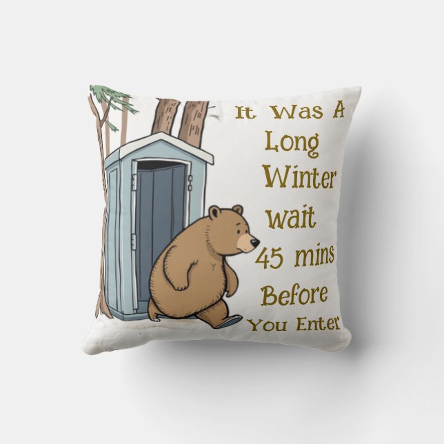 Does a Bear Really Poop In The Woods Throw Pillow (Back)