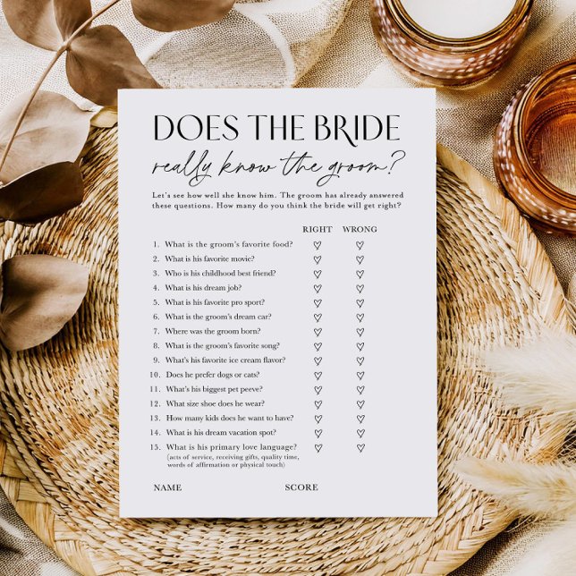 Does Bride Know the Groom? Shower Activity Card (Creator Uploaded)