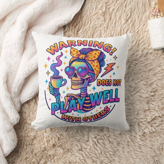 Does Not Play Well....  Throw Pillow (Blanket)