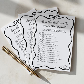Does the Bride know the Groom Bow Bridal Shower Advice Card