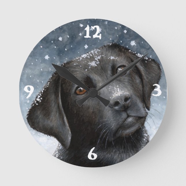 Dog 100 black Labrador Round Clock (Front)