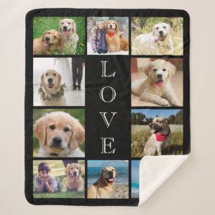 Dog 10 Photo Collage Black Sherpa Blanket