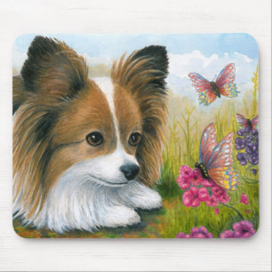 Dog 123 Papillon dog with Butterflies Mouse Pad