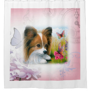 Dog 123 Papillon Shower Curtain