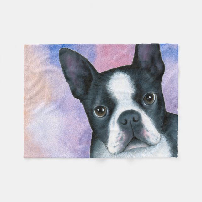 Dog 128 Boston Terrier Fleece Blanket (Front (Horizontal))