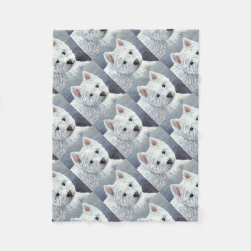 dog 137 white westie fleece blanket