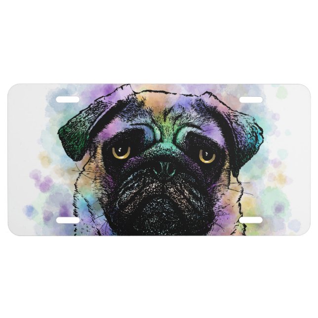 dog 156 Funny Pug License Plate (Front)