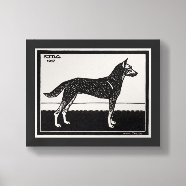 Dog (1917) by Julie de Graag Framed Art (Framed Front)