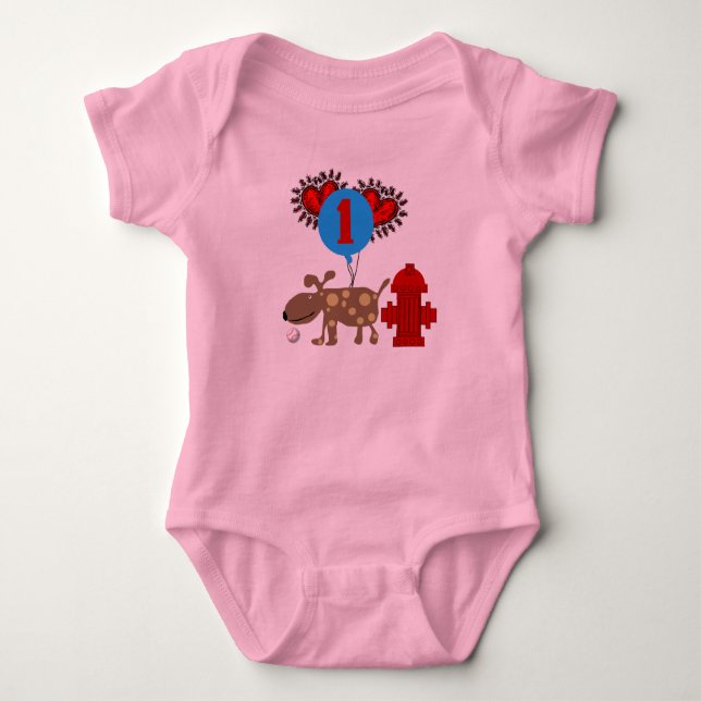 Dog 1st Birthday Baby Bodysuit (Front)