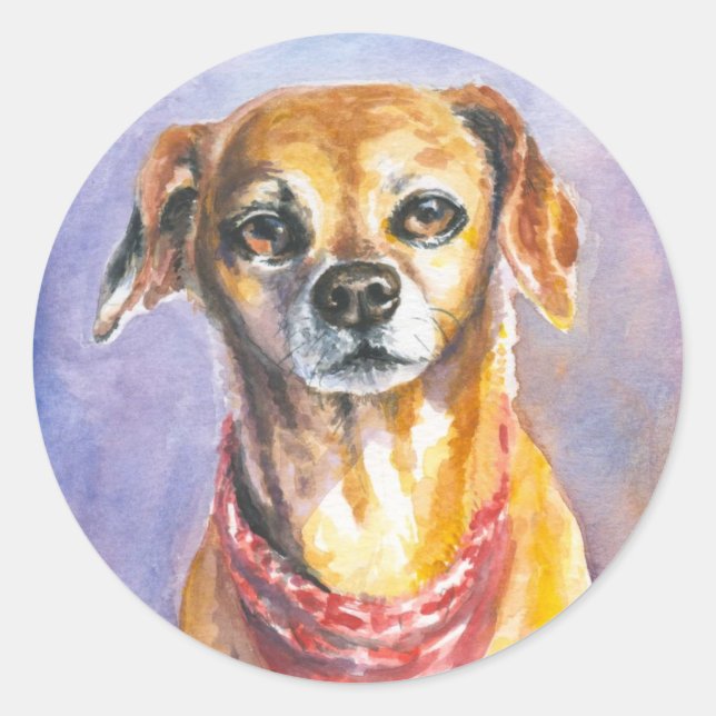Dog 2 classic round sticker (Front)