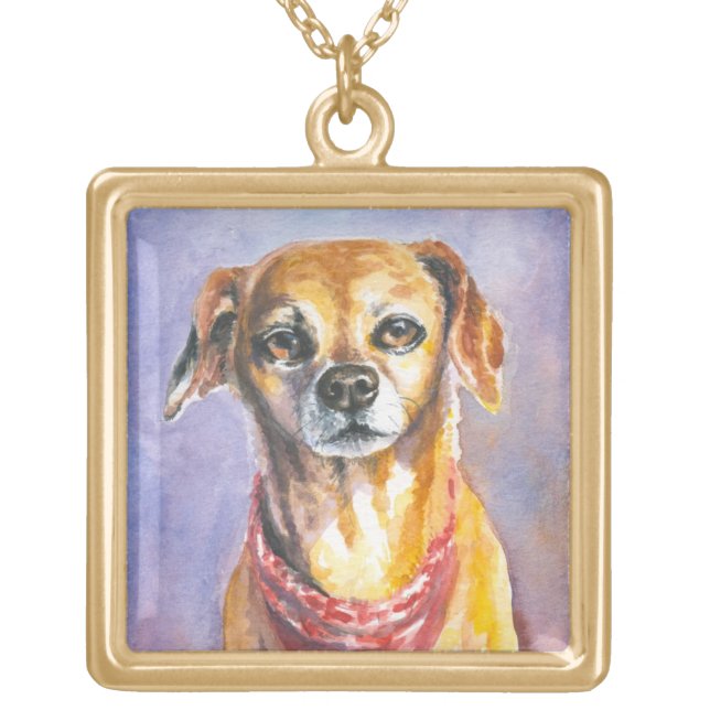 Dog 2 gold plated necklace (Front)