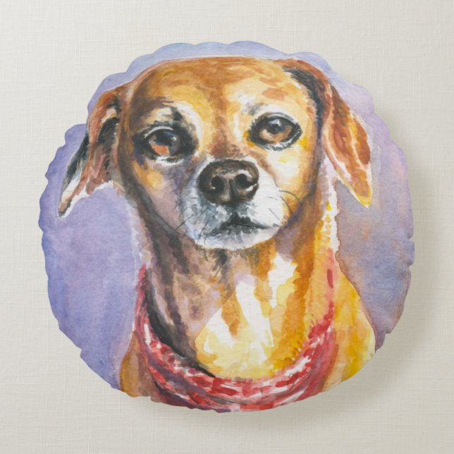 Dog 2 round pillow (Front)