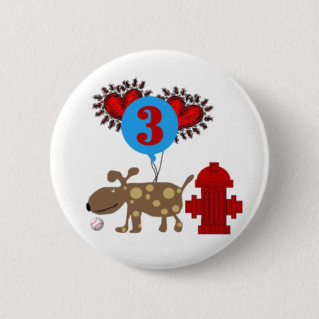 Dog 3rd Birthday Tshirts and Gifts Pinback Button (Front)