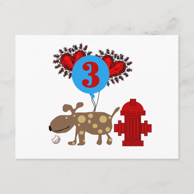 Dog 3rd Birthday Tshirts and Gifts Postcard (Front)