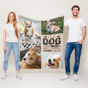 Dog 4 Photo LOVE MY DOG Personalized Word Art Fleece Blanket