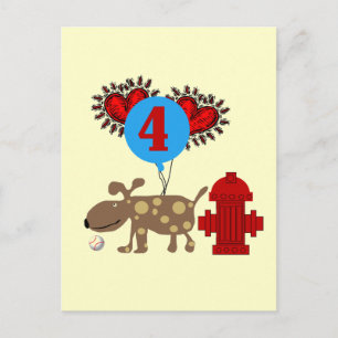 Dog 4th Birthday Tshirts and Gifts Postcard