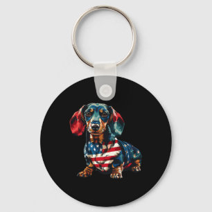 Dog 4th Of July American Flag Gifts For Men Women  Keychain