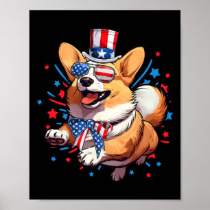Dog 4th Of July American Usa Flag Patriotic Funny  Poster