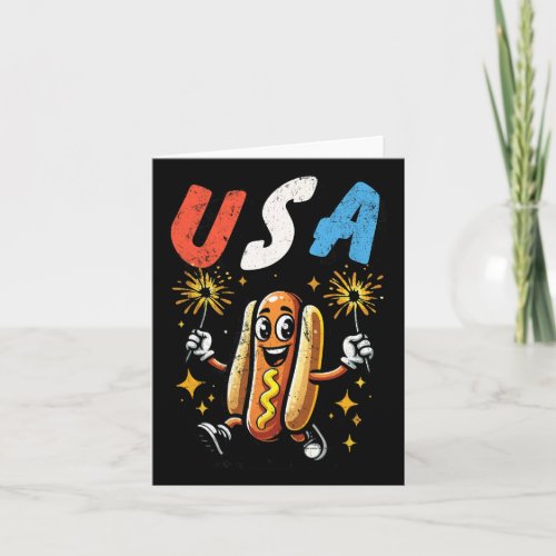 Dog 4th Of July Fireworks Independence Day Retro  Card