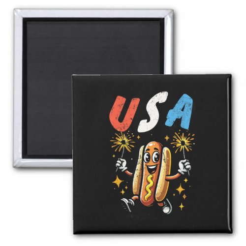 Dog 4th Of July Fireworks Independence Day Retro  Magnet