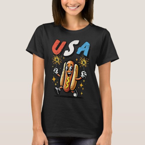 Dog 4th Of July Fireworks Independence Day Retro  T_Shirt