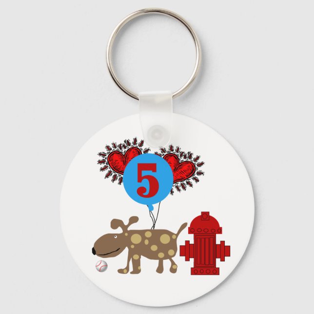 Dog 5th Birthday tshirts and Gifts Keychain (Front)
