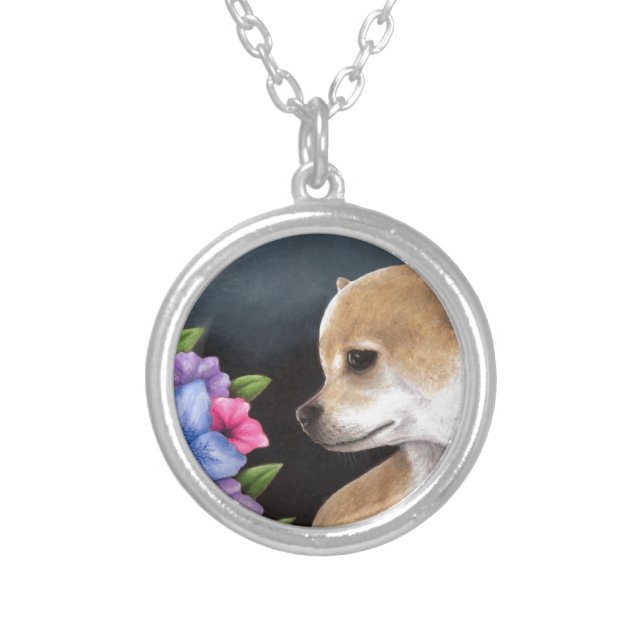 Dog 77 Chihuahua Silver Plated Necklace (Front)