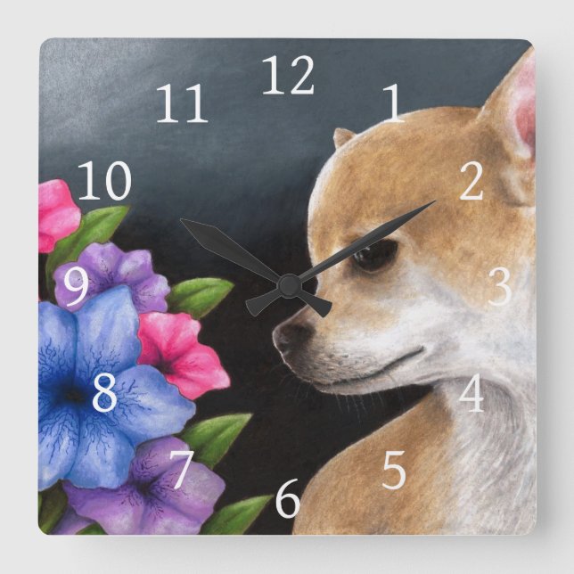 Dog 77 Chihuahua Square Wall Clock (Front)