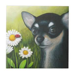 Dog 79 black Chihuahua Ceramic Tile